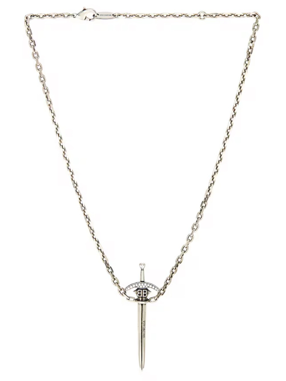 Authentic Balenciaga Silver Sword Pendant Necklace